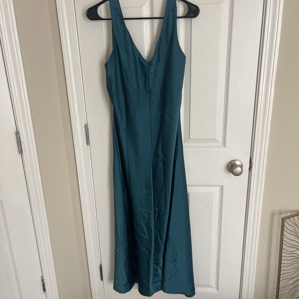 Joie Slip Maxi Dress Women Large Kelly Green Satin Gown Babydoll Flowy - Picture 4 of 4